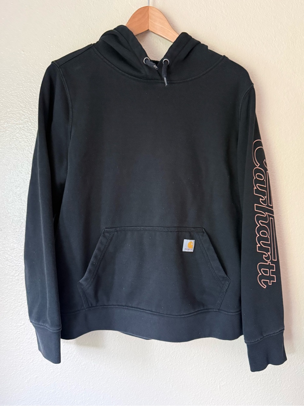 Carhartt Rain Defender Black Hoodie with Logo Sleeve